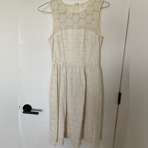 White cotton lace dress knee length